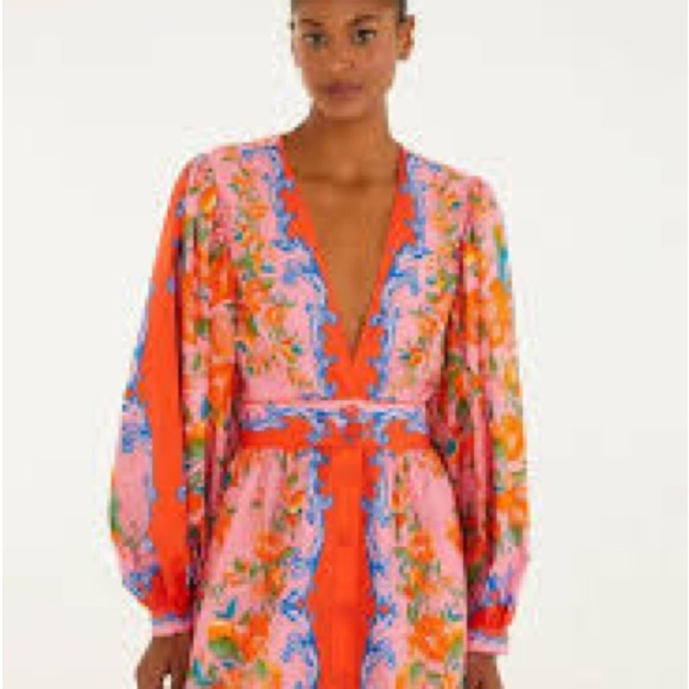 FARM Rio Pink Orange Floral Mini Dress - Picture 10 of 14